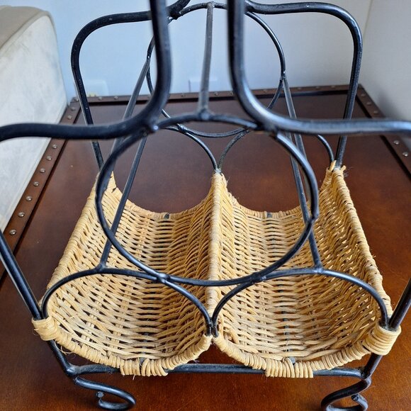 Wicker/Rattan and Iron Wine Rack - Picture 5 of 7